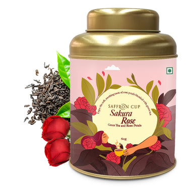 Sakura Rose Green Tea – 60g (Airtight Double-Lid Tin) - saffroncup
